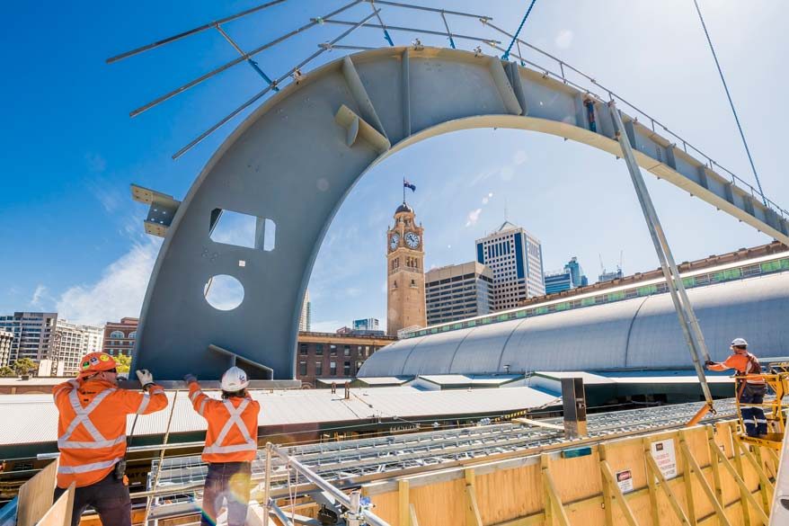 Alfabs steel erection at Sydney Central Station